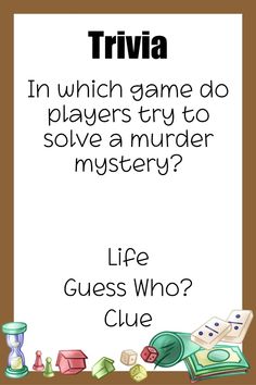 Love board games? Test your trivia skills with this fun quiz—great for all ages! Board Game Trivia Questions, Kids Trivia Questions, Trivia For Kids With Answers, Movie Trivia Quiz, Fun Test, Fun Quiz, Clue