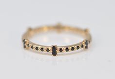 Ring 14k Rose Gold Stack Band with Black Sapphire Baguettes and Black Rectangle Sapphire. Black Baguette Ring, Mixed Metal Ring Stack, Mixed Metal Wedding Rings Stack, Black And Gold Ring, Mixed Metal Wedding Rings, Mixed Metals Wedding, Black Diamond Wedding Band, Nice Rings, Wedding Band Black