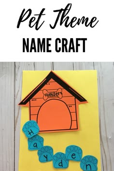 a paper cut out of a dog house with the words name craft on it