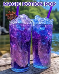 Galaxy Drinks Cocktails, Blue And Purple Alcoholic Drinks, Alcholic Drink Aesthetic Purple, Grape Vodka, Lavender Syrup, Magic Potion, Lemon Lime Soda, Blue Curacao, Witches Brew