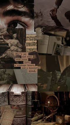 a collage of photos with books and pictures