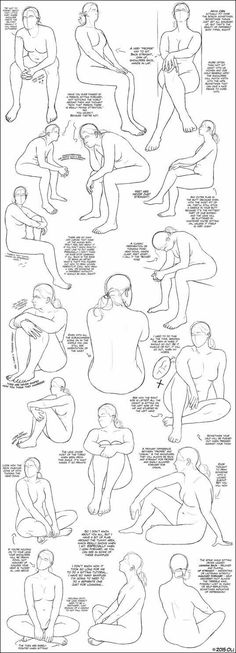 an image of a line drawing of different poses and body shapes for people to draw