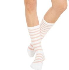 Perfect New Condition From Smoke And Pet Free Home Pink And White Striped Cute Soft White Socks, Trendy White Socks For Winter, Trendy White Winter Socks, White Super Soft Socks For Loungewear, Super Soft White Socks For Loungewear, Cute Super Soft White Socks, Comfy White Socks For Loungewear, Comfortable White Socks For Loungewear, Cozy Snug White Socks