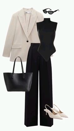 Classy Black Outfits, Suit Ideas, Korean Fashion Dress, Quick Outfits, Classy Work Outfits, Classy Casual Outfits, Stylish Work Outfits, Classy Casual, Complete Outfits