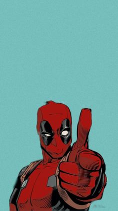 deadpool pointing at the camera with his thumbs up