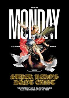 the cover to monday magazine featuring an image of a woman with wings on her back