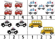 four different vehicles are shown in this worksheet