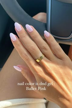 baby pink almond nails light pink gold jewelry dainty Dnd Gel Light Pink, Nails For Delivery Day, Dnd Pink Colors, Dnd Baby Pink, Pink Nails No Design, Dnd Pearly Pink, Popular Dnd Gel Polish Colors, Light Pink Dnd Gel Polish, Dnd Dip Powder Colors Neutral