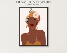 a woman with flowers in her hair is featured on the frame above it's artwork