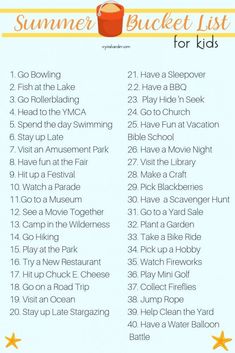 the summer bucket list for kids