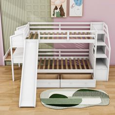 The integrated desk provide a dedicated area for homework, art or computer time. The convenience of having drawers for supplies and shelves for books or decorative items makes this desk a valuable addition to your child's personal space. Finally, the fun slide adds a unique touch that sets this bed apart from the rest. It's designed to be secure and is positioned to not interfere with room flow. Actual colors may vary slightly due to the photographic light or your monitor settings. Viv + Rae™ Co Integrated Desk, Shelves For Books, Preppy Bedroom Decor, Dream Bedroom Inspiration, Preppy Bedroom, Bed White, Kids Bed, Cute House, Kids' Bed