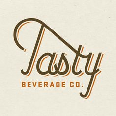 the logo for tasty beverage co is shown in brown and orange letters on a white background