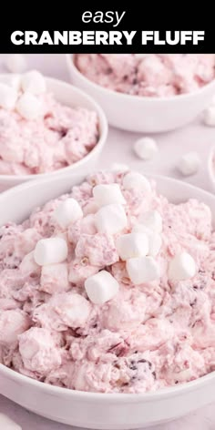 pink cranberry fluff with mini marshmallows in white bowl Cranberry Jello Salad, Cranberry Salad Recipes, Cranberry Fluff, Congealed Salad, Fluff Salad Recipes, Cranberry Dessert, Canned Cranberries