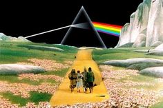 the pink floyd album cover with an image of people walking down a path in front of a