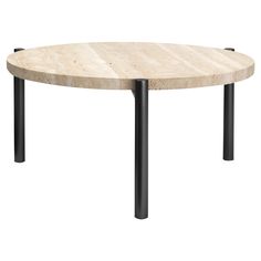 a round table with black metal legs and a marble top on an isolated white background