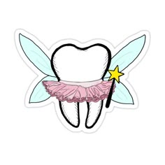 Tooth Fairy Stickers, Dentistry Stickers, Tooth With Wings, Tooth Sticker, Dentist Art, Dentist Logo