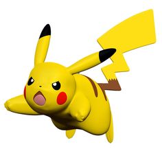 a cartoon pikachu flying through the air