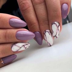 Marble Acrylic Nails, Marble Nail Designs, Marble Nail, Marble Nail Art, Almond Nails Designs, Purple Marble, New Year's Nails, Marble Nails, Purple Nails