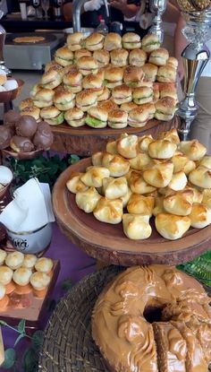 there are many different types of pastries on the table