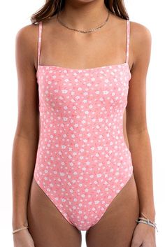 Comfortable one-piece swimsuit in a soft nylon fabric with 4-way stretch properties. Featuring an open back, non-padded cups with removable and adjustable shoulder straps. 80% Nylon and 20% Spandex Made in China FINAL SALE Leah Clements, Cute Outfits For Summer, Bathing Suit Ideas, Pink Icing, Preppy Summer Outfits, Suit Ideas