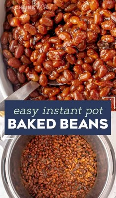 baked beans in a pot with text overlay