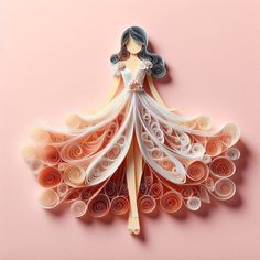 a paper doll is made to look like a woman's dress with long flowing hair