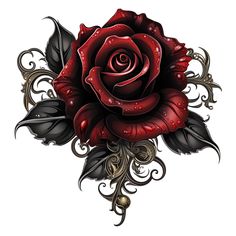 Gothic Roses, Tattoo Roses, Valentines Illustration, Rose Clipart, Gothic Rose, Rose Illustration, Hearts And Roses, Rose Tattoo Design, Rose Art