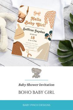 a baby shower is shown with an elephant and other items