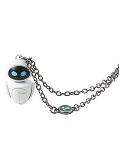 a keychain with a robot on it that is attached to a ball chain