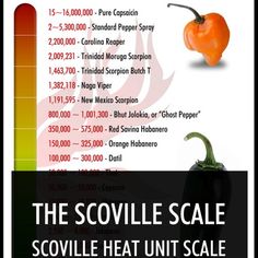 the scoville scale is shown with an image of a pepper and other vegetables