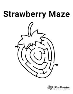 the strawberry maze is shown in black and white, with an arrow pointing to it