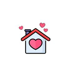 a house with hearts flying around it