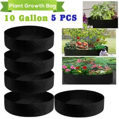 5PCS Plant Grow Bags 10Gal Thickened Aeration Felt Fabric Pots Trays Container Rooted Vegetables, Trailer Garden, Balcony Planting, Harvest Vegetables, Vegetable Boxes, Vegetable Planters, Kinds Of Vegetables, Root System