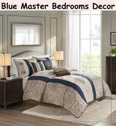 Madison Park Comforter Faux Silk-Traditional Luxurious Jacquard Design All Season Set, Matching Bed Skirt, Decorative Pillows, King(104"x92"), Navy 7 Piece Beige Bedrooms, Red Comforter, Brown Bed, Red And Beige, Red Throw Pillows, Madison Park, Bedding Stores, Queen Comforter, King Comforter