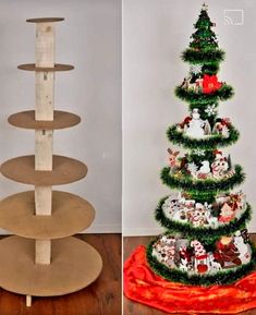 three tiered christmas tree made out of plywood