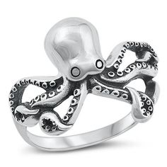 Fashion Octopus Ring .925 Sterling Silver Oxidized Beach Band Jewelry Female Male Unisex Size 11 All our silver jewelry is crafted from .925 silver also commonly referred to as sterling silver. Sterling silver is the standard for beautiful high-quality silver jewelry and cannot be replicated by lower priced silver plated jewelry. It is 92.5% pure silver, mixed with alloys to add strength and durability to stand the test of time. Keep your fine jewelry shiny and elegant by storing it properly. Je Octopus Ring, Female Male, Band Jewelry, Silver Plated Jewelry, Sterling Silver Cross, Silver Cross, Sterling Silver Bands, Bling Jewelry, Pure Silver