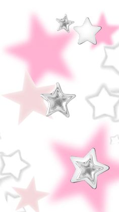 several silver and pink stars on a white background