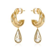 These cute C-shaped earrings dangle a crystal ornament that sparkle and capture attention with your movement Material: Gold-plated Copper, Cubic Zirconia/Rhinestone, depending on size Ear Pin: 925SILVER Weight: 12g or 7.7g/piece, depending on size Size: L5.2cm * W1cm or L4cm * W0.8cm, depending on size Chakra Bracelet Jewelry, Raindrop Earrings, Silver Crystal Earrings, Ear Pin, Diamond Jewelry Earrings, Earring Hoop, Gemstone Hoop Earrings, Jewellery Diamond, Crystal Water