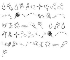 various hand drawn doodles on white paper