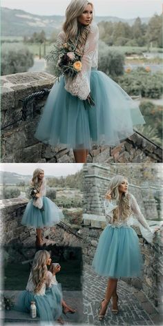 Tambien 😣 Reception Dress Short, Lace Top Wedding, Prom Dress Cocktail, Gonna In Tulle, Blue Dress Short, Afrikaanse Mode, Wedding Reception Dress, Lace Prom Dress, Dresses Homecoming