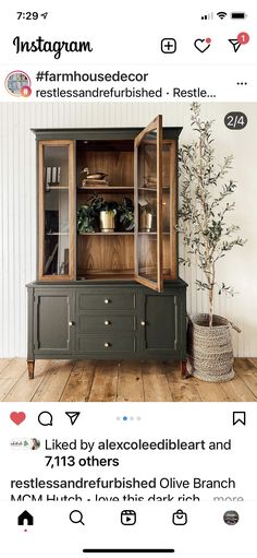 the instagram page for instagramn shows an image of a cabinet with plants in it