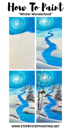 how to paint winter wonderland with step by step instructions