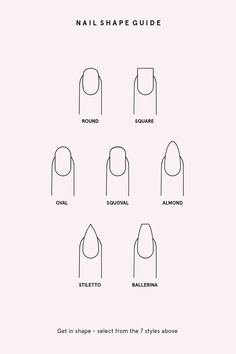 Nail Shape Guide, Smear Test, Nail Shape Chart, Types Of Nails Shapes, Natural Nail Shapes, Nail Shapes Squoval, Shape Chart, Acrylic Nail Shapes, Squoval Nails