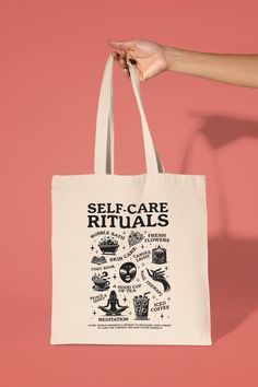 The cutest graphic tote bag to add to your collection. Perfect for everyday large essentials, grocery shopping, post office runs, etc! Details: Medium Tote Bag - 100% Cotton Canvas Dimensions: 15" x 16" All are made to order by me. Peace Nails, Bag Spa, Self Care Rituals, Spa Bags, Graphic Tote Bag, Gym Tote, Shopping Totes, Medium Tote Bag, Eco Friendly Bags