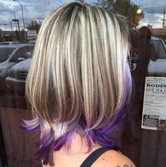 Dragon Hair, Purple Hair Highlights, Hair Doos, Underlights Hair, Girly Hair, Balayage Bob, Color Tips, Neutral Blonde