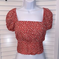 Sim And Sam Juniors Top Size S, New With Tags Casual Red Tops For Spring, Trendy Red Top For Spring, Trendy Red Tops For Spring, Cute Red Top For Spring, Cute Red Tops For Spring, Cute Red Spring Tops, Cute Red Floral Print Tops, Womens Tops, Crop Tops