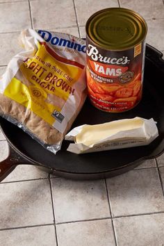 some food is sitting on top of a frying pan