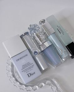 Blue Expensive Aesthetic, Dior Blue Aesthetic, Blue Lipstick Aesthetic, Blue Girly Things, Cosmetics Aesthetic, Aesthetic Cosmetics, Koleksi Makeup, Blue Cosmetic, Blue Dior