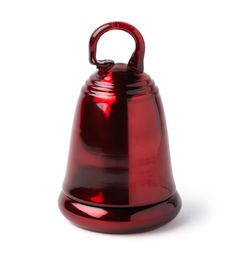 a red metal bell on a white background