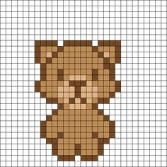 a cross stitch teddy bear pattern in brown and white, with the face of an animal